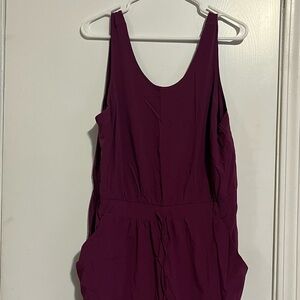 All in Motion Purple Jumpsuit with Scoop Neckline and Elastic Waist